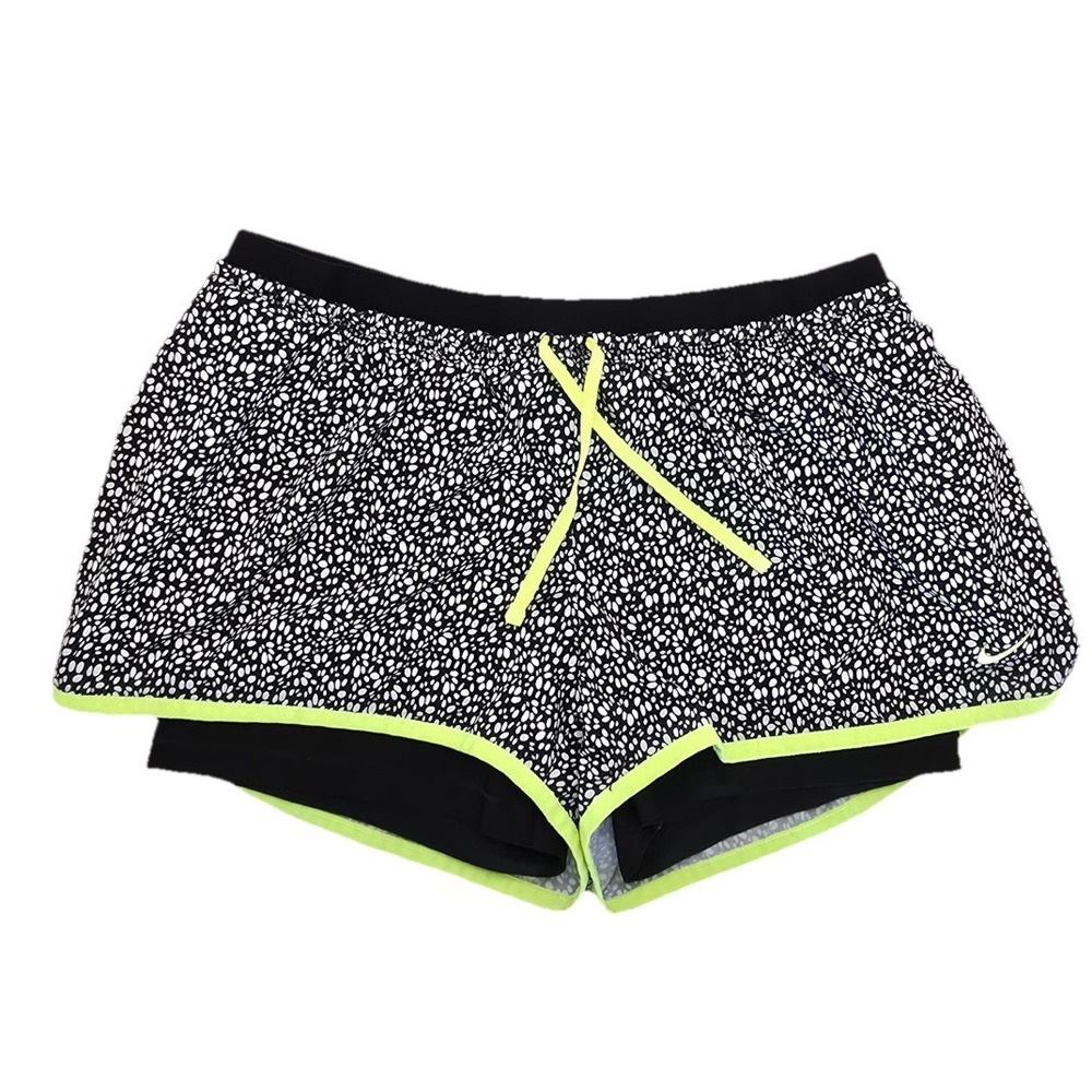 Nike Dri-Fit Flex 2 In‎ 1 Training Shorts Women's L Black/Volt 3" Running Gym